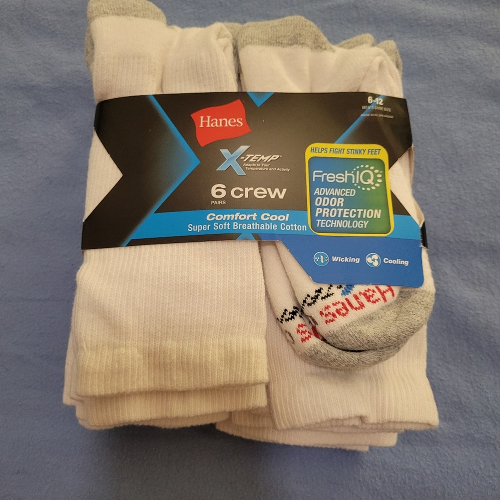 Hanes FreshIQ X-Temp Active Cool Crew Socks 6 pk